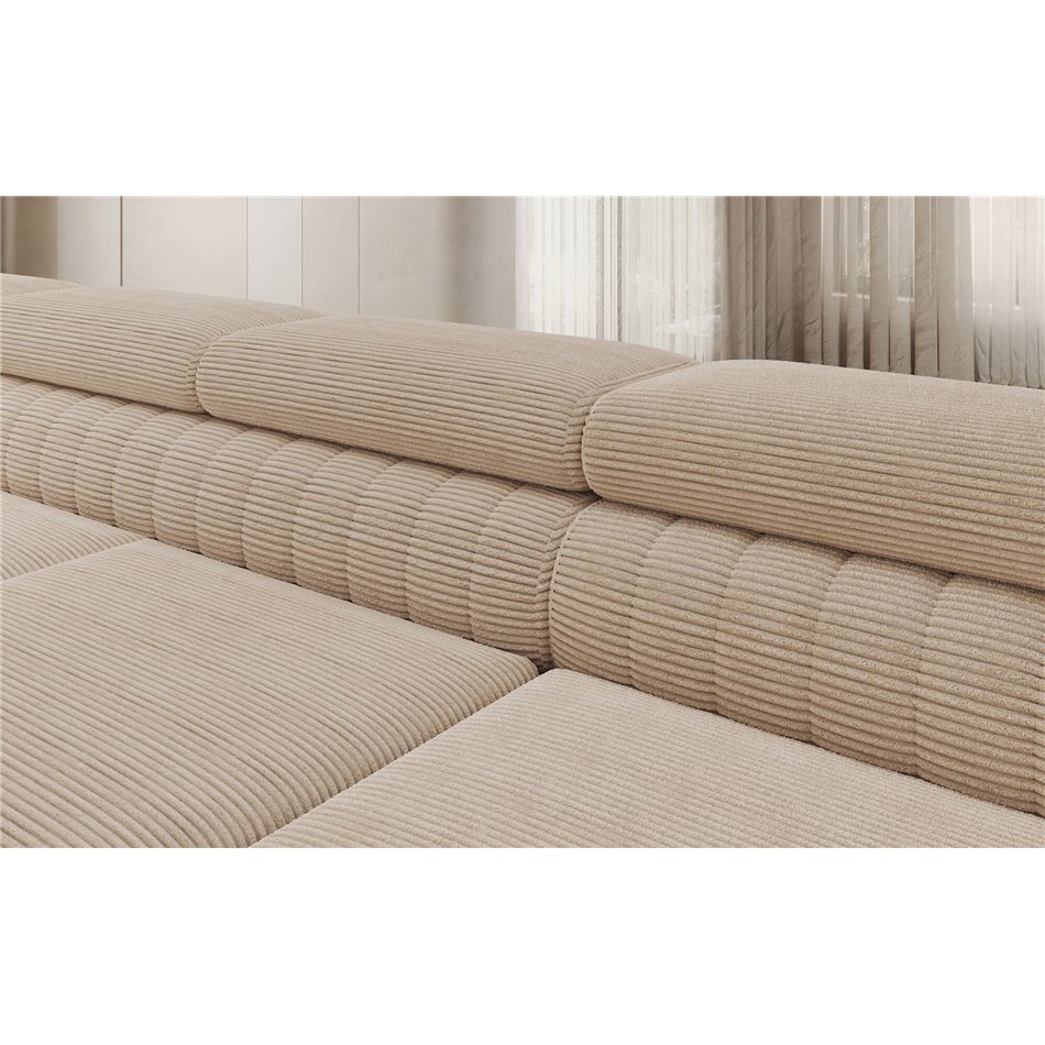 U-shaped sofa Eluis L, sleeping function, Jarell 18, corduroy, beige, H92x347x202cm