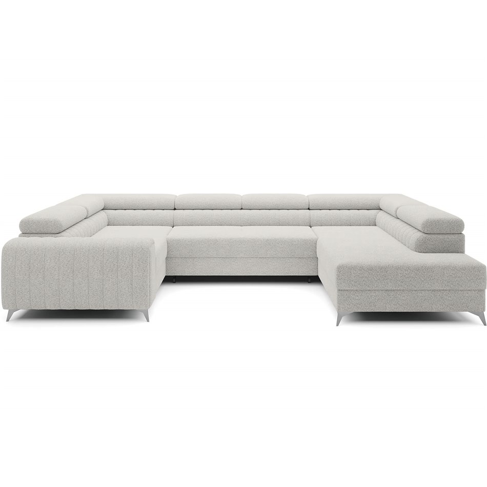 U-shaped sofa Eluis R, sleeping function, Royal 01, boucle, white, H92x347x202cm