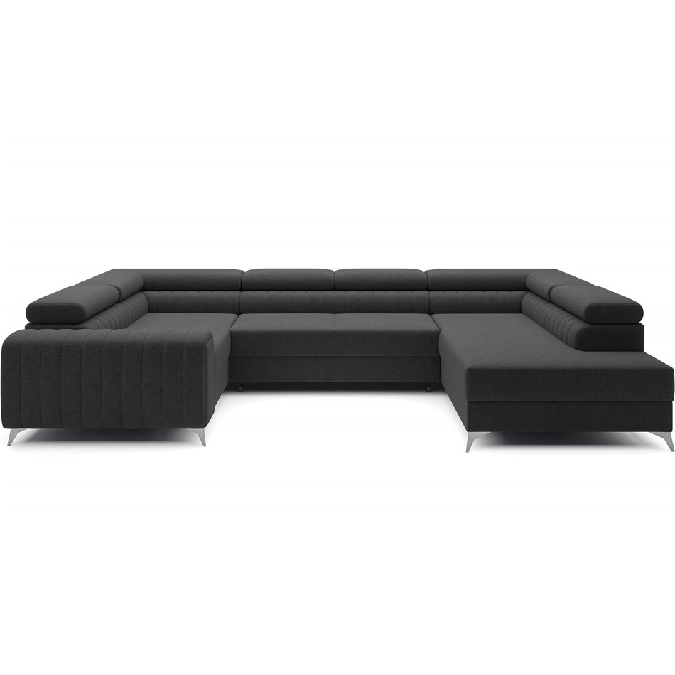 U-shaped sofa Eluis R, sleeping function, Sawana 14, black, H92x347x202cm