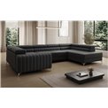 U-shaped sofa Eluis R, sleeping function, Sawana 14, black, H92x347x202cm