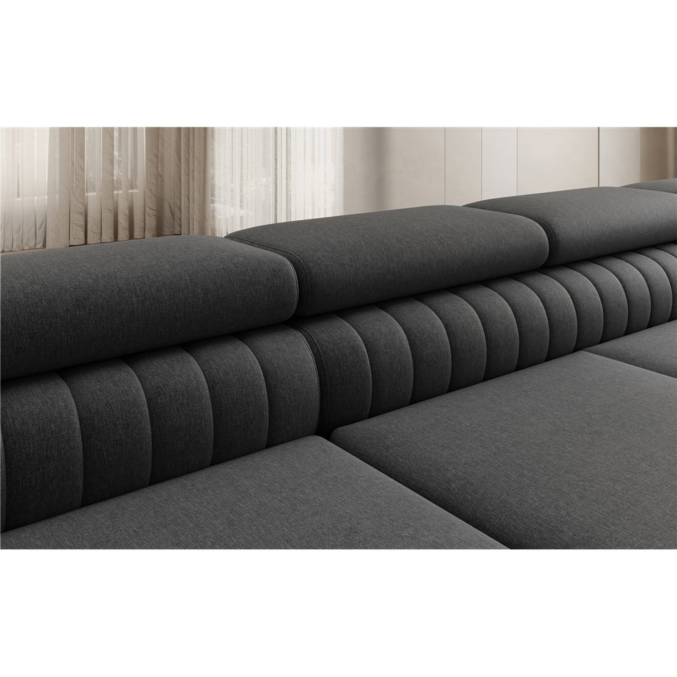 U-shaped sofa Eluis R, sleeping function, Sawana 14, black, H92x347x202cm