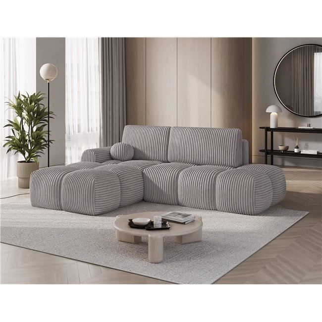 Corner sofa Elittario L, sleeping function, Modullo 03, grey, H95x227x170cm