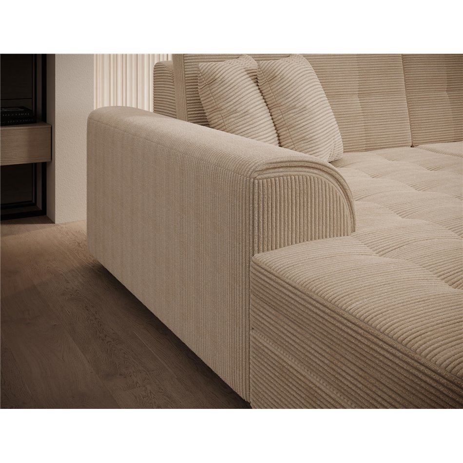 U-shaped sofa Evento Symmetrical, sleeping function, Royal 01, boucle, white, H78x359x165cm