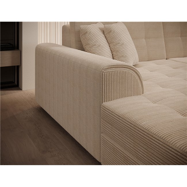 U-shaped sofa Evento Symmetrical, sleeping function, Royal 01, boucle, white, H78x359x165cm