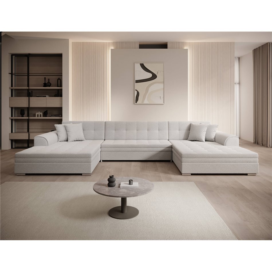 U-shaped sofa Evento Symmetrical, sleeping function, Jarell 18, corduroy, beige, H78x359x165cm