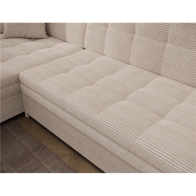 Corner sofa Erento L, sleeping function, Jarell 18, corduroy, beige, H78x296x194cm