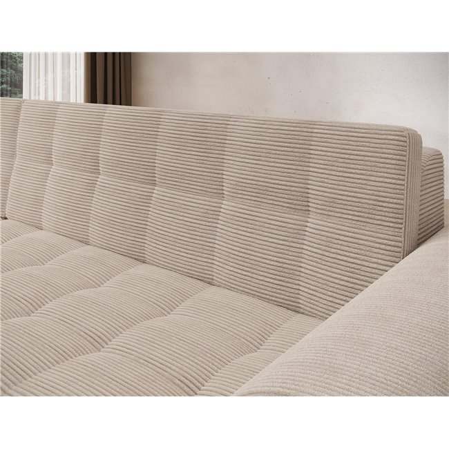 Corner sofa Erento L, sleeping function, Jarell 18, corduroy, beige, H78x296x194cm