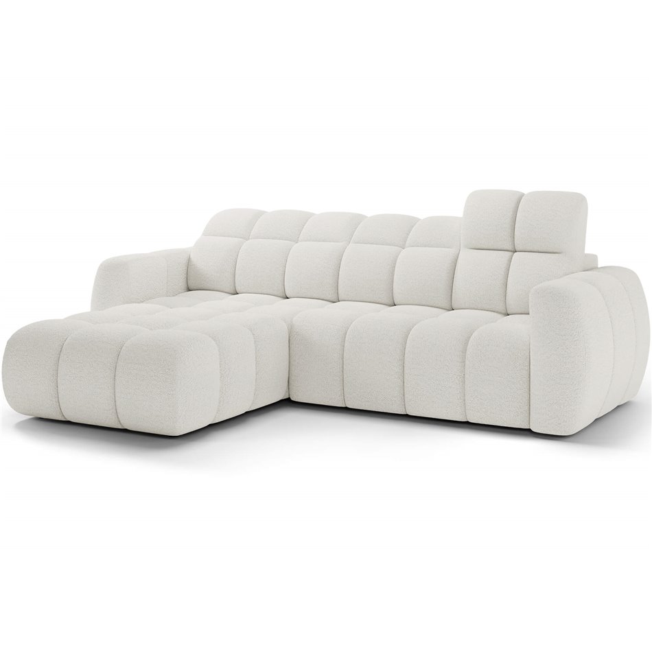 Corner sofa Efanito L, sleeping function, Royal 01, boucle, white, H105x288x200cm