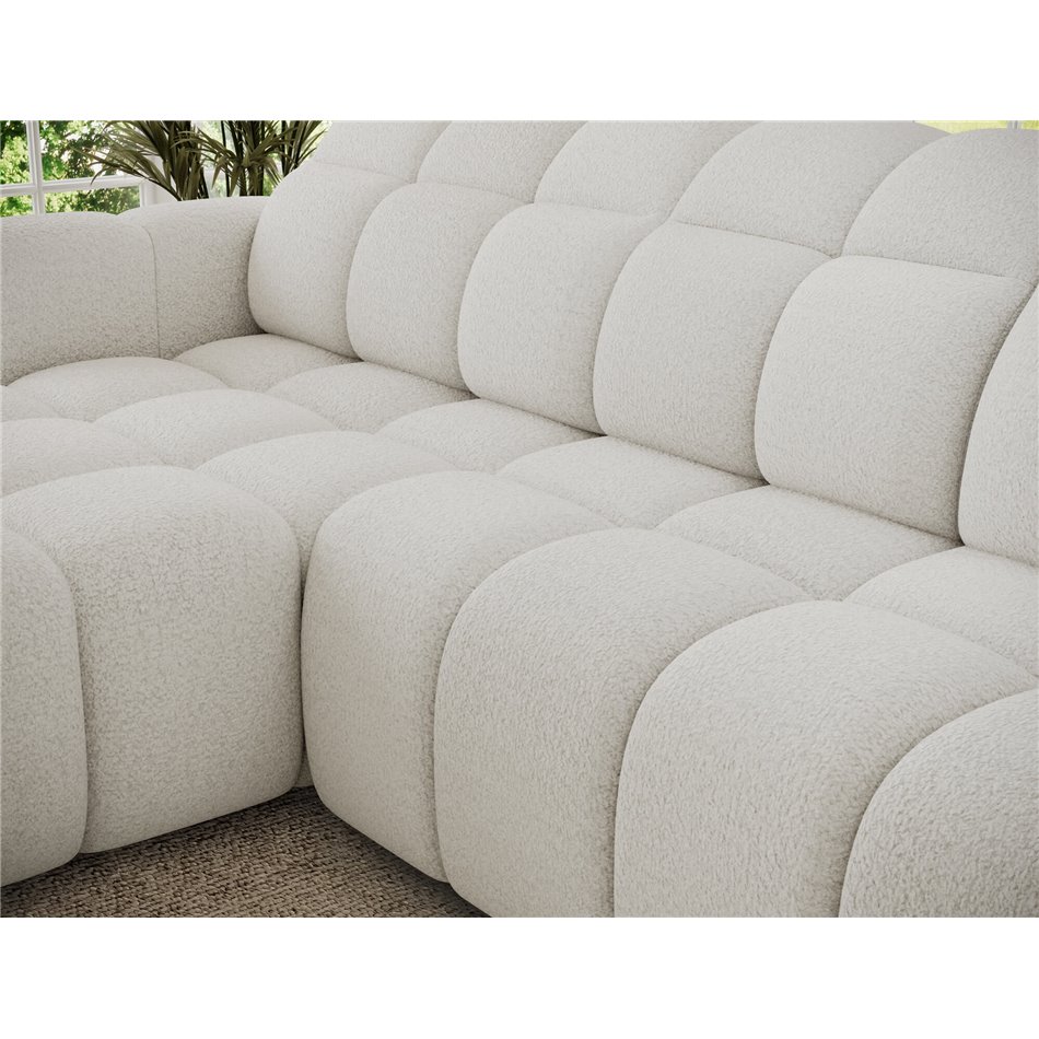 Corner sofa Efanito L, sleeping function, Royal 01, boucle, white, H105x288x200cm