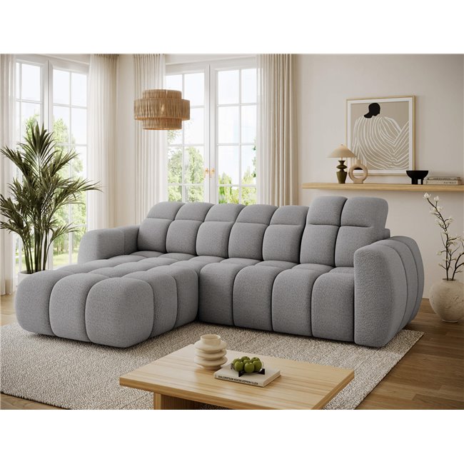 Corner sofa Efanito L, sleeping function, Royal 04, boucle, grey, H105x288x200cm
