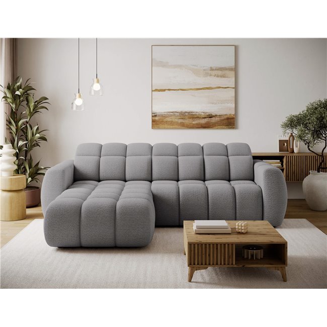 Corner sofa Efanito L, sleeping function, Royal 04, boucle, grey, H105x288x200cm