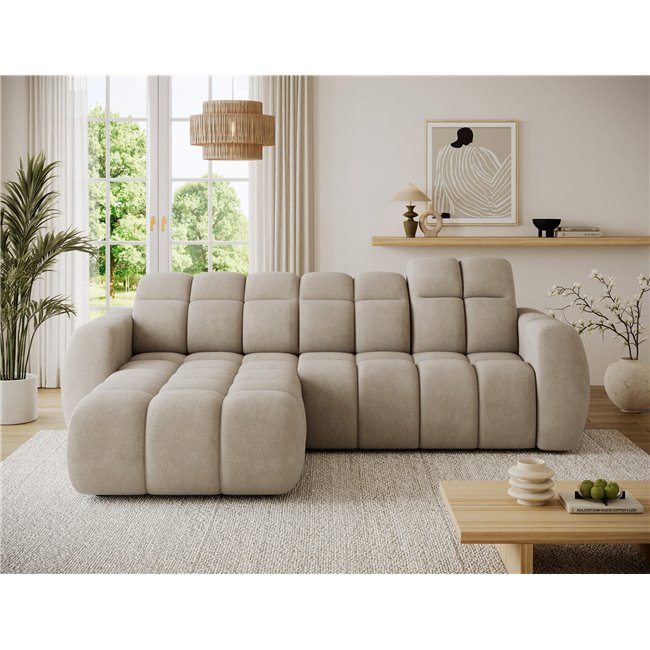 Corner sofa Efanito L, sleeping function, Amore 18, boucle, beige, H105x288x200cm