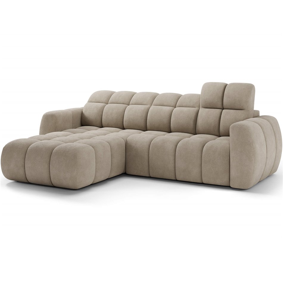 Corner sofa Efanito L, sleeping function, Amore 18, boucle, beige, H105x288x200cm