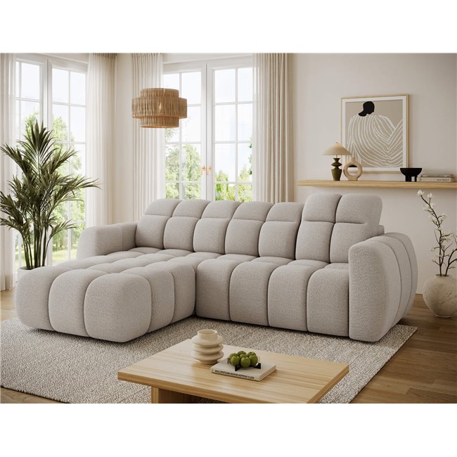 Corner sofa Efanito L, sleeping function, Royal 18, boucle, beige, H105x288x200cm