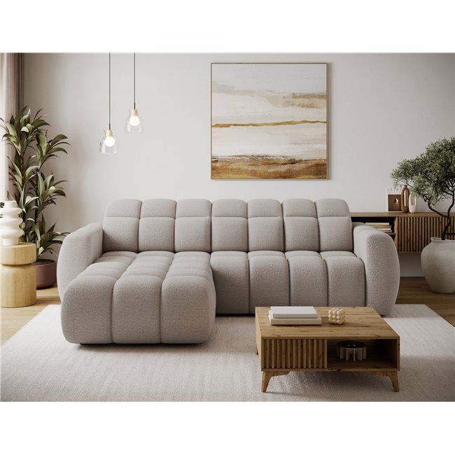 Corner sofa Efanito L, sleeping function, Royal 18, boucle, beige, H105x288x200cm