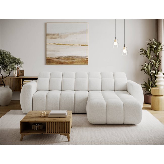 Corner sofa Efanito R, sleeping function, Royal 01, boucle, white, H105x288x200cm