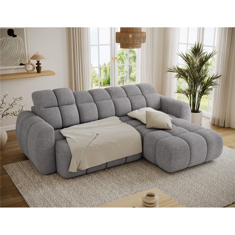 Corner sofa Efanito R, sleeping function, Paolli 04, light grey, H105x288x200cm