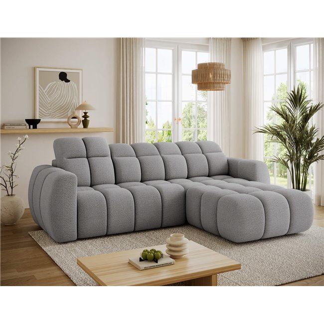 Corner sofa Efanito R, sleeping function, Royal 04, boucle, grey, H105x288x200cm