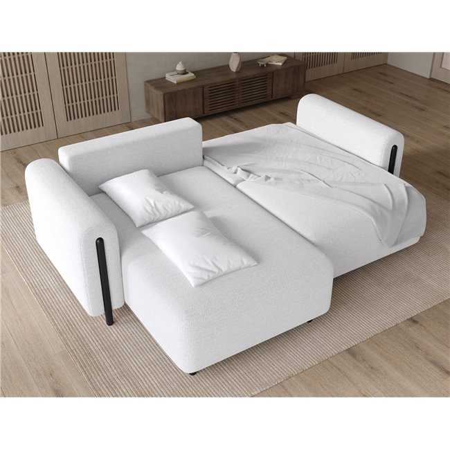 Corner sofa Elcossta L, sleeping function, Royal 01, boucle, white, H95x244x154cm