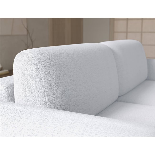 Corner sofa Elcossta L, sleeping function, Royal 01, boucle, white, H95x244x154cm