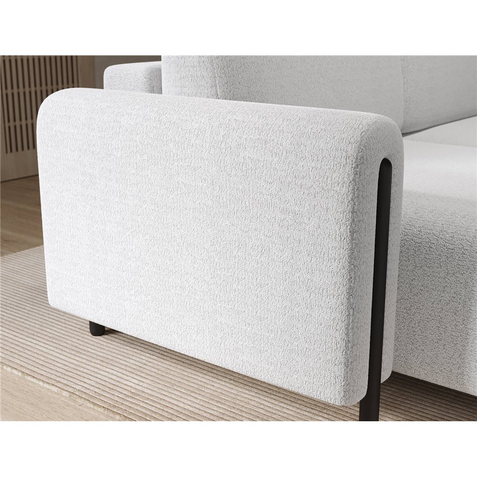 Corner sofa Elcossta L, sleeping function, Royal 01, boucle, white, H95x244x154cm
