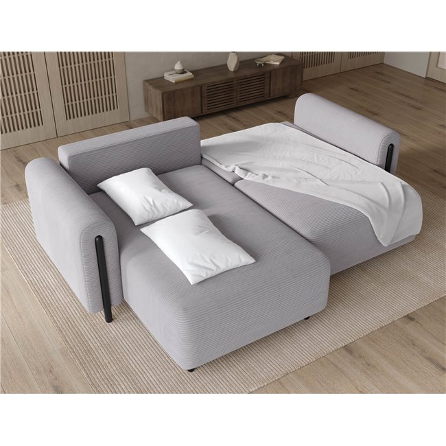 Corner sofa Elcossta L, sleeping function, Jarell 03, corduroy, grey, H95x244x154cm