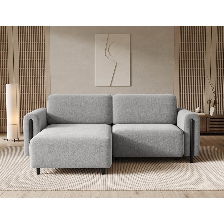 Corner sofa Elcossta L, sleeping function, Amore 04, boucle, grey, H95x244x154cm