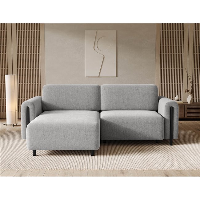 Corner sofa Elcossta L, sleeping function, Amore 04, boucle, grey, H95x244x154cm
