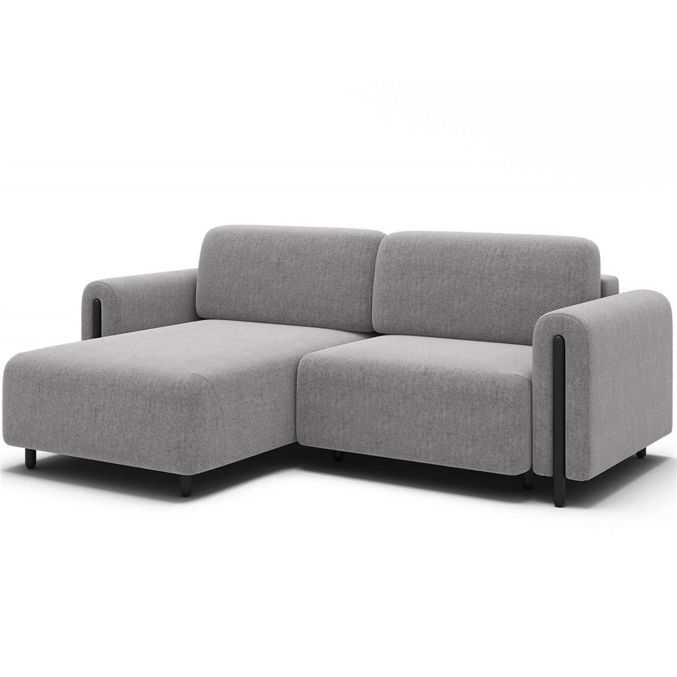 Corner sofa Elcossta L, sleeping function, Amore 04, boucle, grey, H95x244x154cm