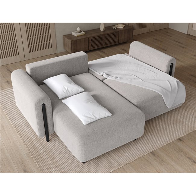 Corner sofa Elcossta L, sleeping function, Amore 04, boucle, grey, H95x244x154cm