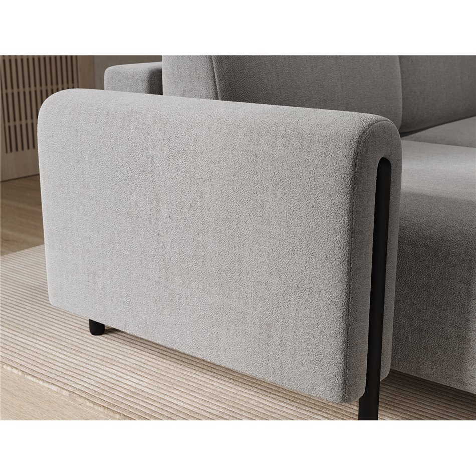 Corner sofa Elcossta L, sleeping function, Amore 04, boucle, grey, H95x244x154cm