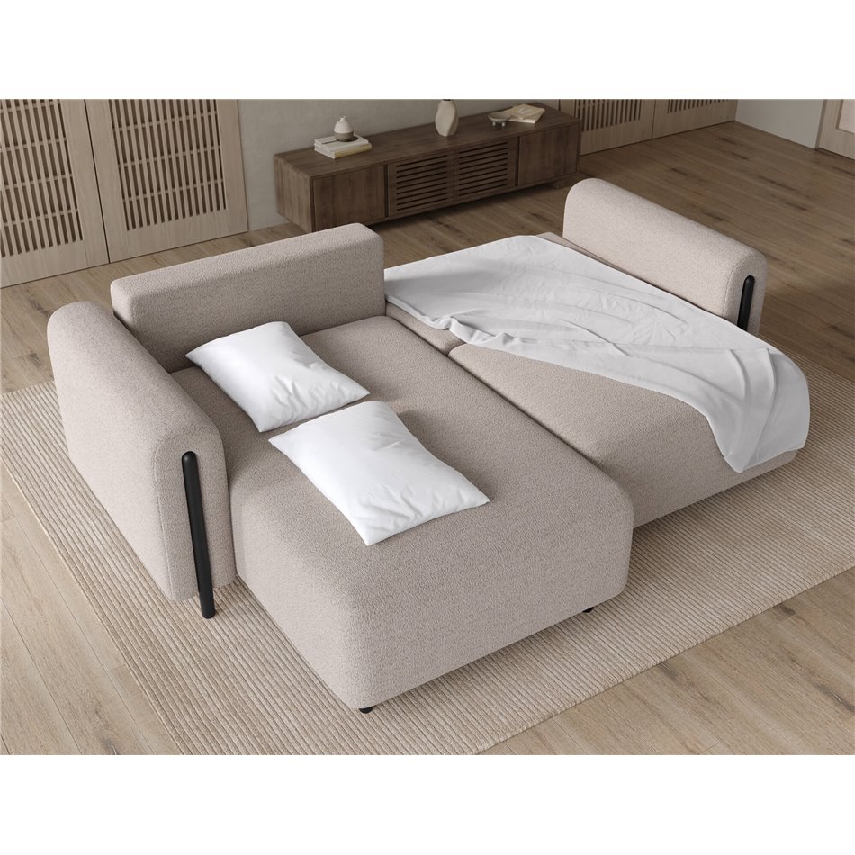Corner sofa Elcossta L, sleeping function, Royal 18, boucle, beige, H95x244x154cm