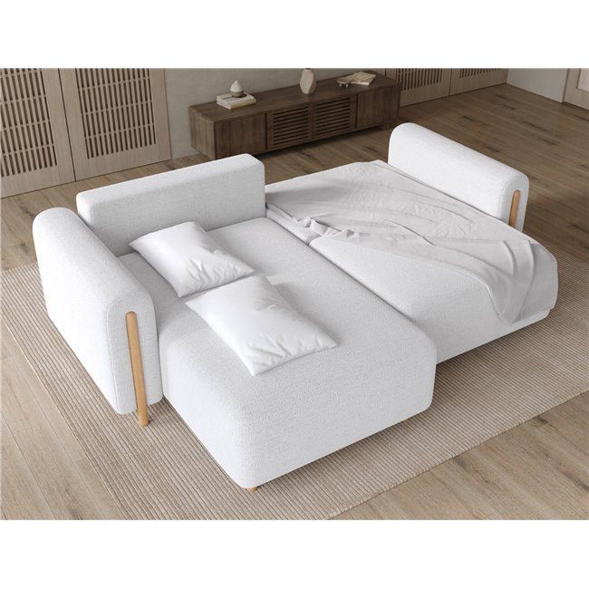 Corner sofa Elcossta L, sleeping function, Royal 01, boucle, white, H95x244x154cm