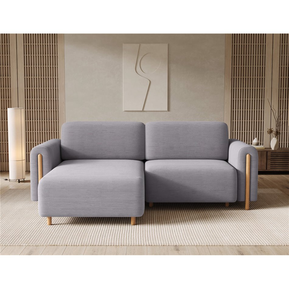 Corner sofa Elcossta L, sleeping function, Jarell 03, corduroy, grey, H95x244x154cm