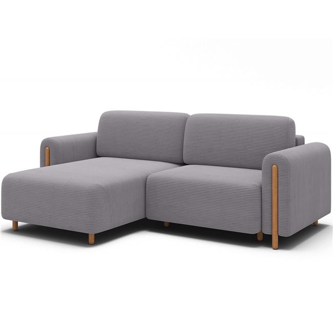 Corner sofa Elcossta L, sleeping function, Jarell 03, corduroy, grey, H95x244x154cm
