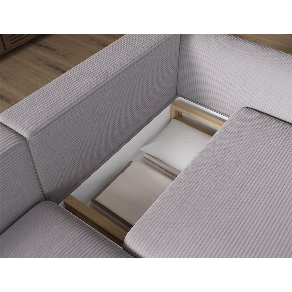 Corner sofa Elcossta L, sleeping function, Jarell 03, corduroy, grey, H95x244x154cm