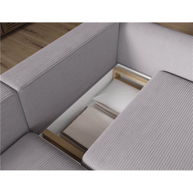 Corner sofa Elcossta L, sleeping function, Jarell 03, corduroy, grey, H95x244x154cm