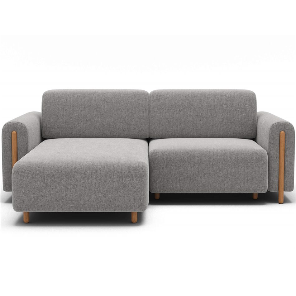 Corner sofa Elcossta L, sleeping function, Amore 04, boucle, grey, H95x244x154cm