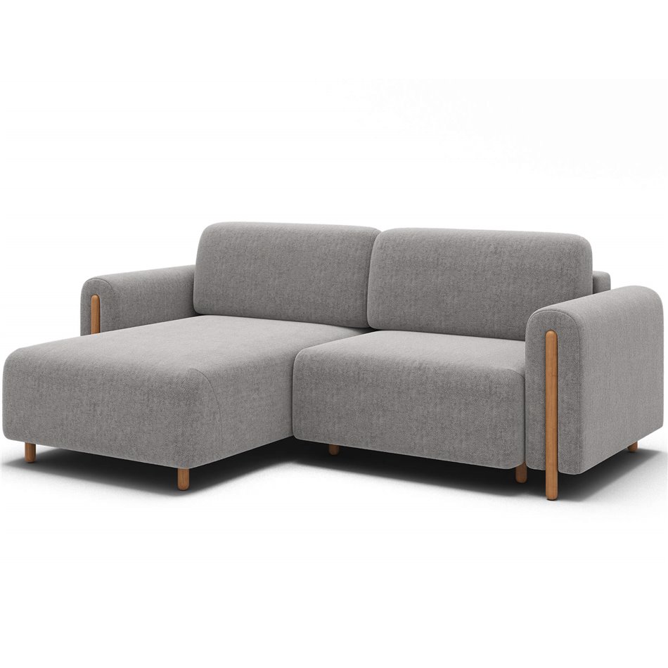 Corner sofa Elcossta L, sleeping function, Amore 04, boucle, grey, H95x244x154cm