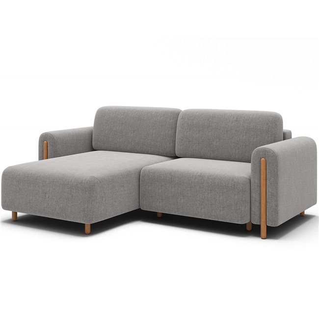 Corner sofa Elcossta L, sleeping function, Amore 04, boucle, grey, H95x244x154cm