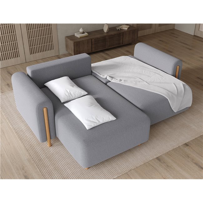 Corner sofa Elcossta L, sleeping function, Calmora 05, grey, H95x244x154cm