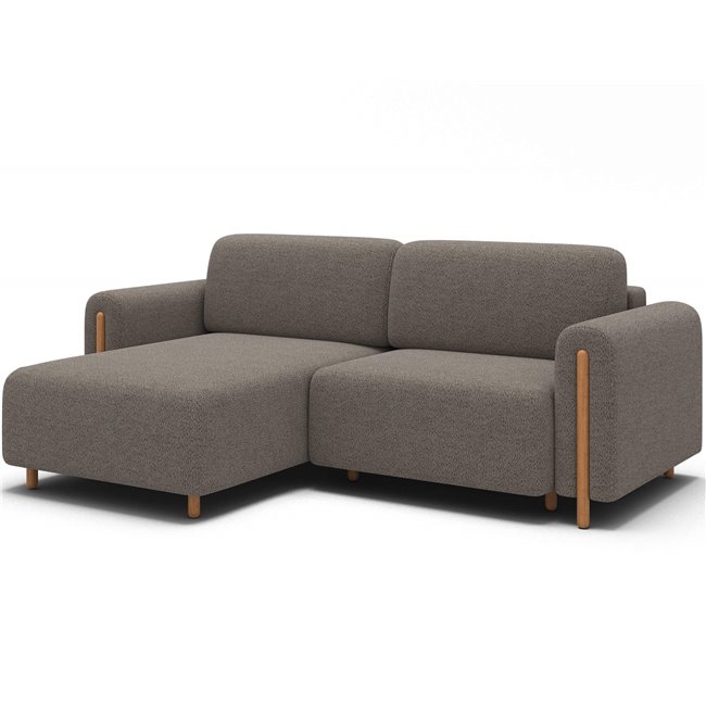 Corner sofa Elcossta L, sleeping function, Royal 20, boucle, brown, H95x244x154cm