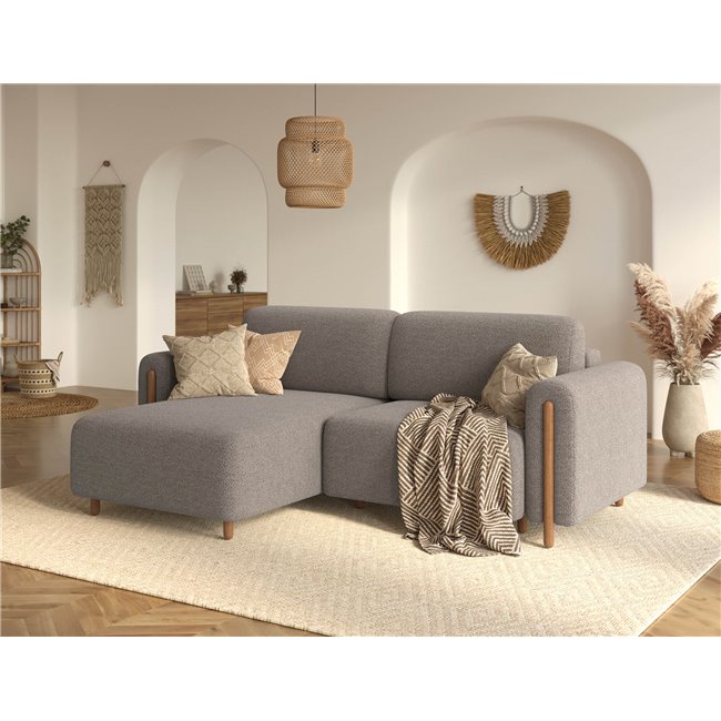 Corner sofa Elcossta L, sleeping function, Royal 20, boucle, brown, H95x244x154cm