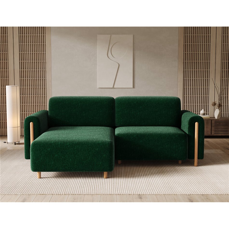 Corner sofa Elcossta L, sleeping function, Amore 35, boucle, dark green, H95x244x154cm