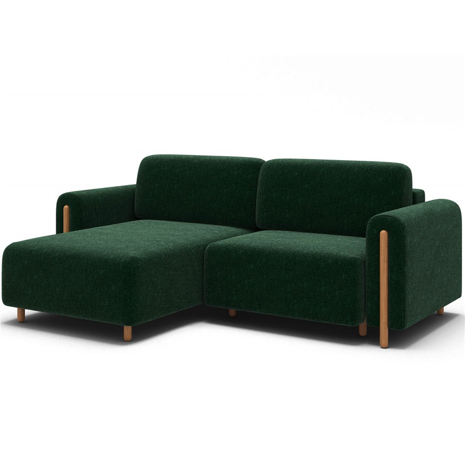 Corner sofa Elcossta L, sleeping function, Amore 35, boucle, dark green, H95x244x154cm