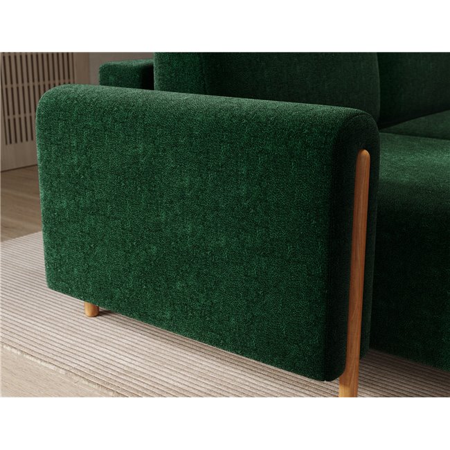 Corner sofa Elcossta L, sleeping function, Amore 35, boucle, dark green, H95x244x154cm