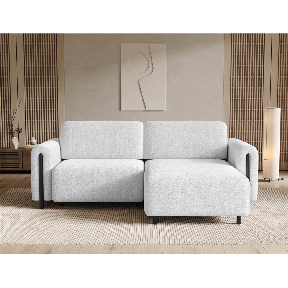 Corner sofa Elcossta R, sleeping function, Royal 01, boucle, white, H95x244x154cm