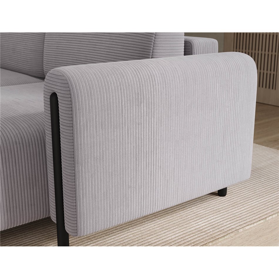 Corner sofa Elcossta R, sleeping function, Jarell 03, corduroy, grey, H95x244x154cm