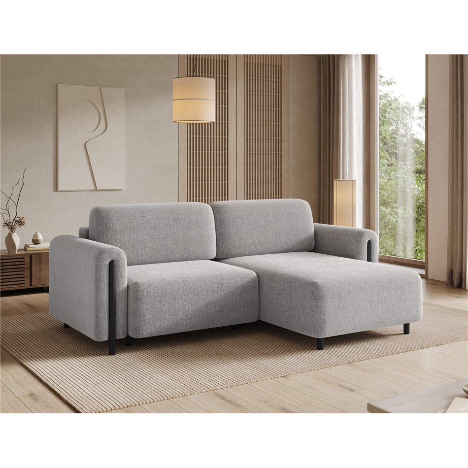 Corner sofa Elcossta R, sleeping function, Amore 04, boucle, grey, H95x244x154cm