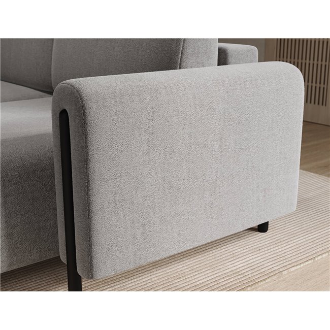 Corner sofa Elcossta R, sleeping function, Amore 04, boucle, grey, H95x244x154cm